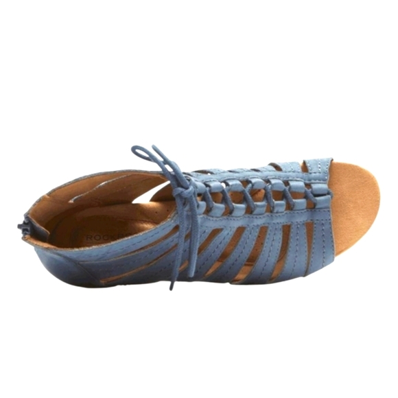 ROCKPORT New Gabby Blue Nubuck Color Gladiator Leather Tie ,Zip SANDALS SIZE 9.5 - Picture 4 of 14